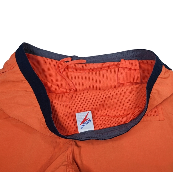 Vintage 90s Speedo Mesh Lined Swim Trunks Orange Nylon Men's Size Large - Picture 9 of 13